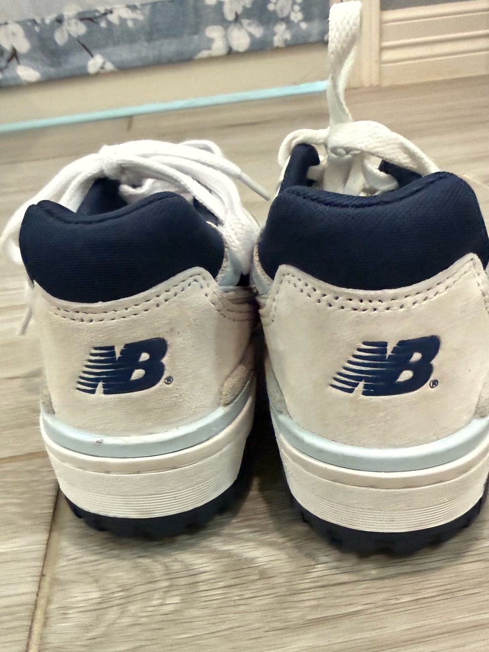 New Balance White and Navy 550 Retro Sneakers - Picture 3 of 7